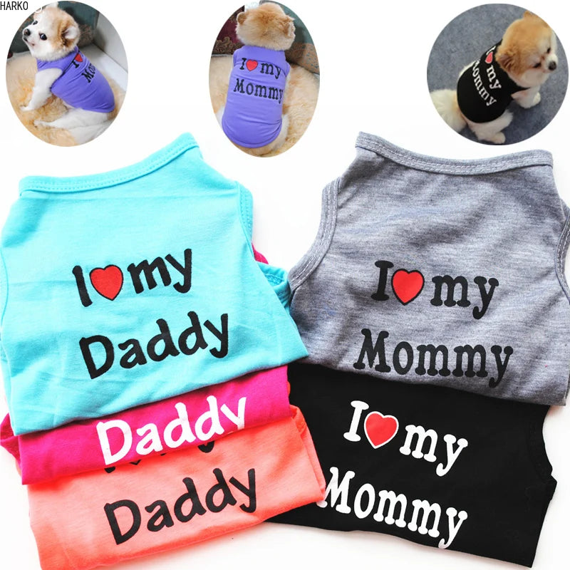 Cute Printed Summer Pets tshirt Puppy Dog Clothes Pet Cat Vest Cotton T Shirt Pug Apparel Costumes Dog Clothes for Small Dogs