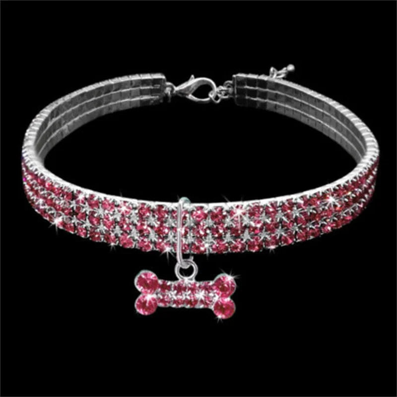 Dog Collar Rhinestone Jewelry Chihuahua Crystal Jewelry Adjustable Engraved Text Dog Collar